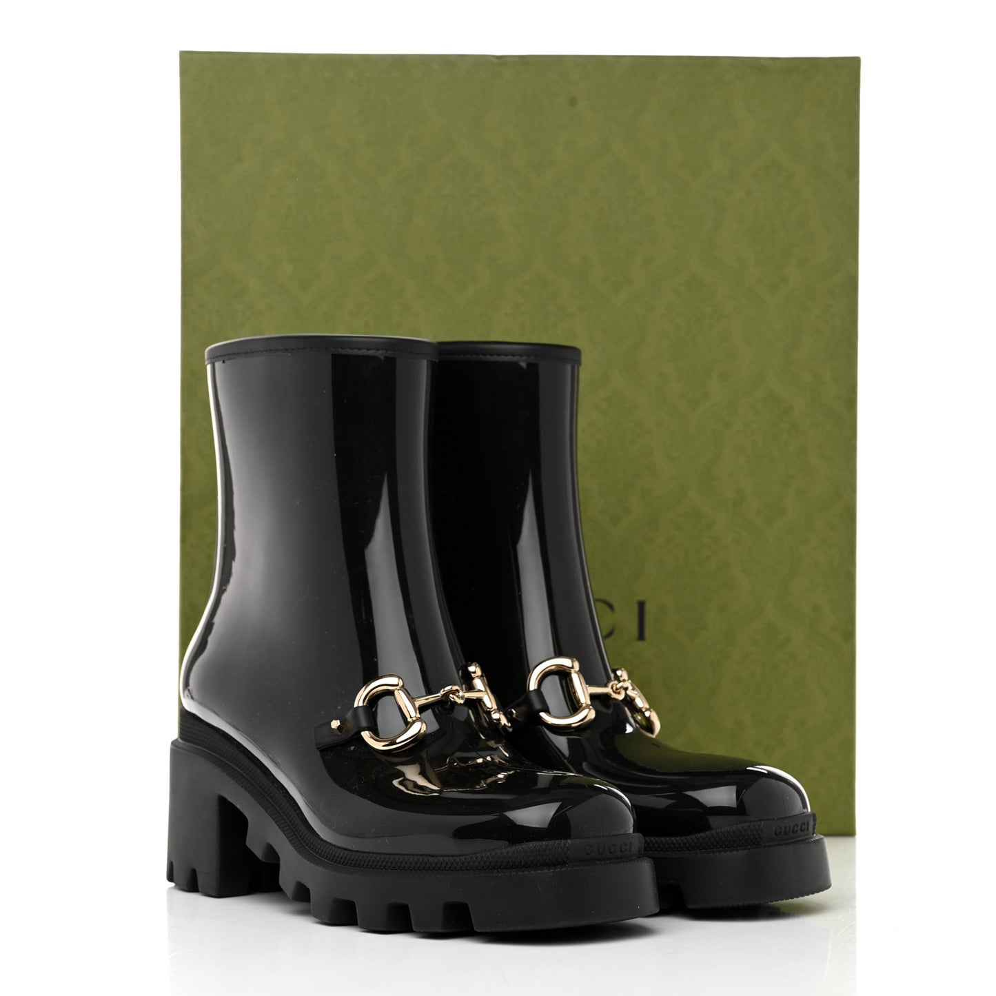 Rubber Womens Horsebit Ankle Boots 38 Black