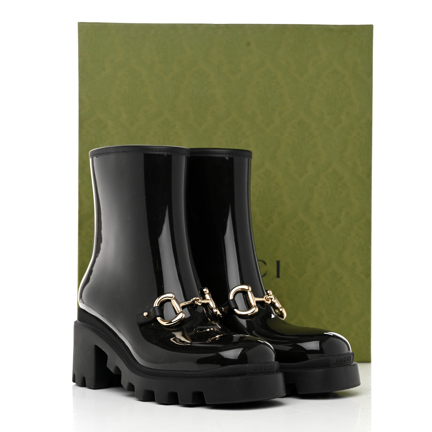 Gucci Rubber Womens Horsebit Ankle Boots 38 Black 8 of 8