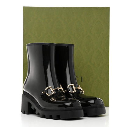 Gucci Rubber Womens Horsebit Ankle Boots 38 Black 8 of 8
