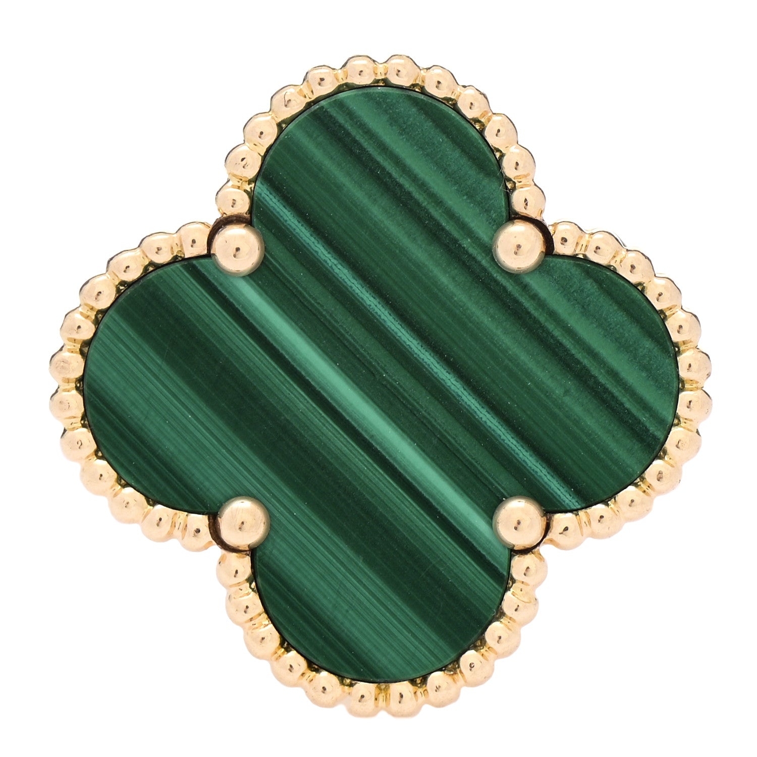 Van Cleef & Arpels 18K Yellow Gold Malachite Magic Alhambra Ring 50 5.25 1 of 5