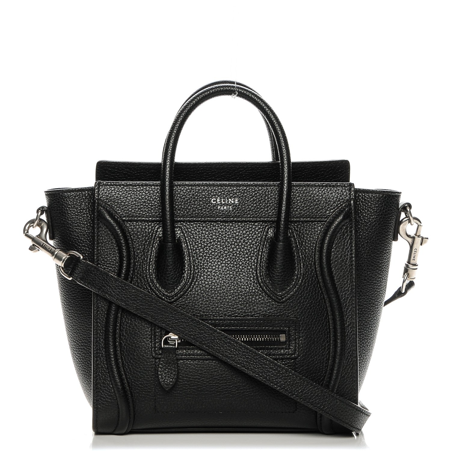 Celine Drummed Calfskin Nano Luggage Black 1 of 7