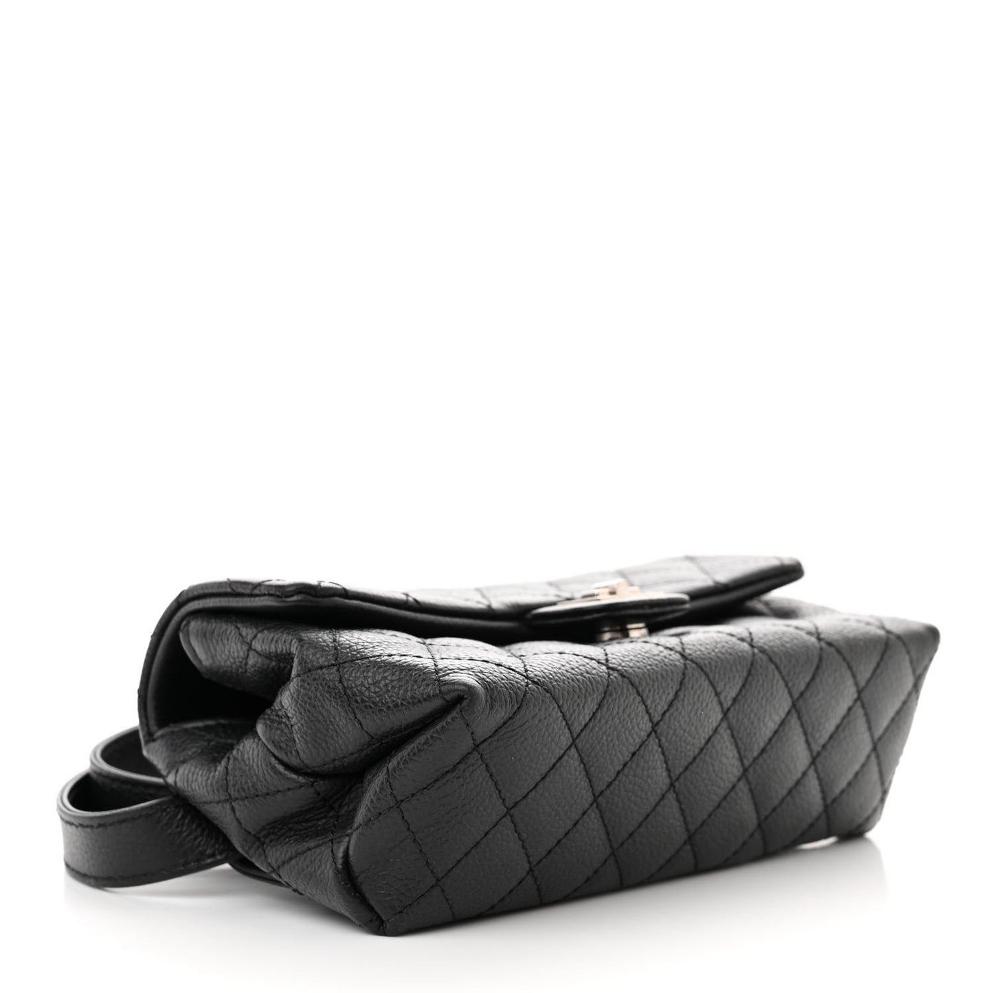 Grained Calfskin Quilted 2.55 Reissue Flap Belt Bag Clutch Black