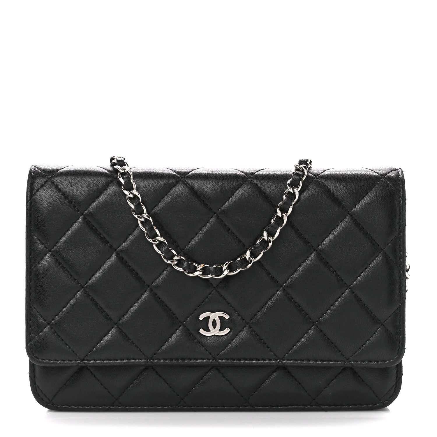 Chanel Lambskin Quilted Wallet On Chain WOC Black 1 of 11
