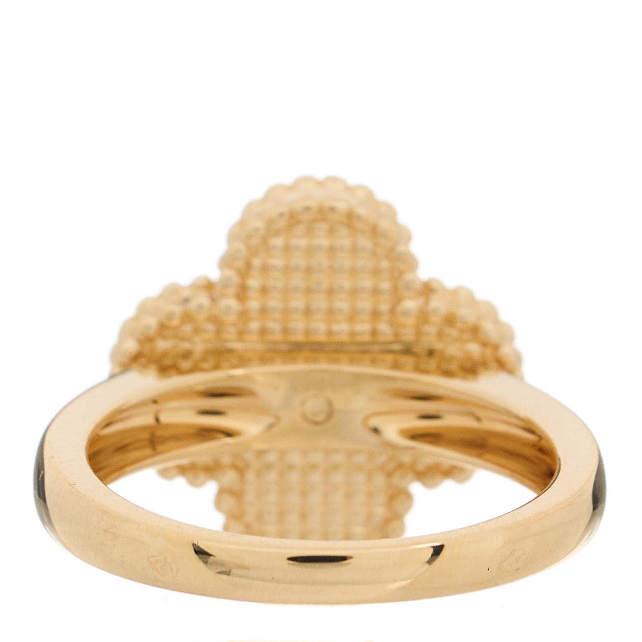 Van Cleef & Arpels 18K Yellow Gold Diamond Mother of Pearl Vintage Alhambra Ring 50 5.25 3 of 4