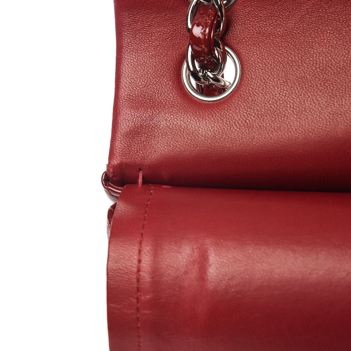 Patent Quilted Jumbo Double Flap Dark Red