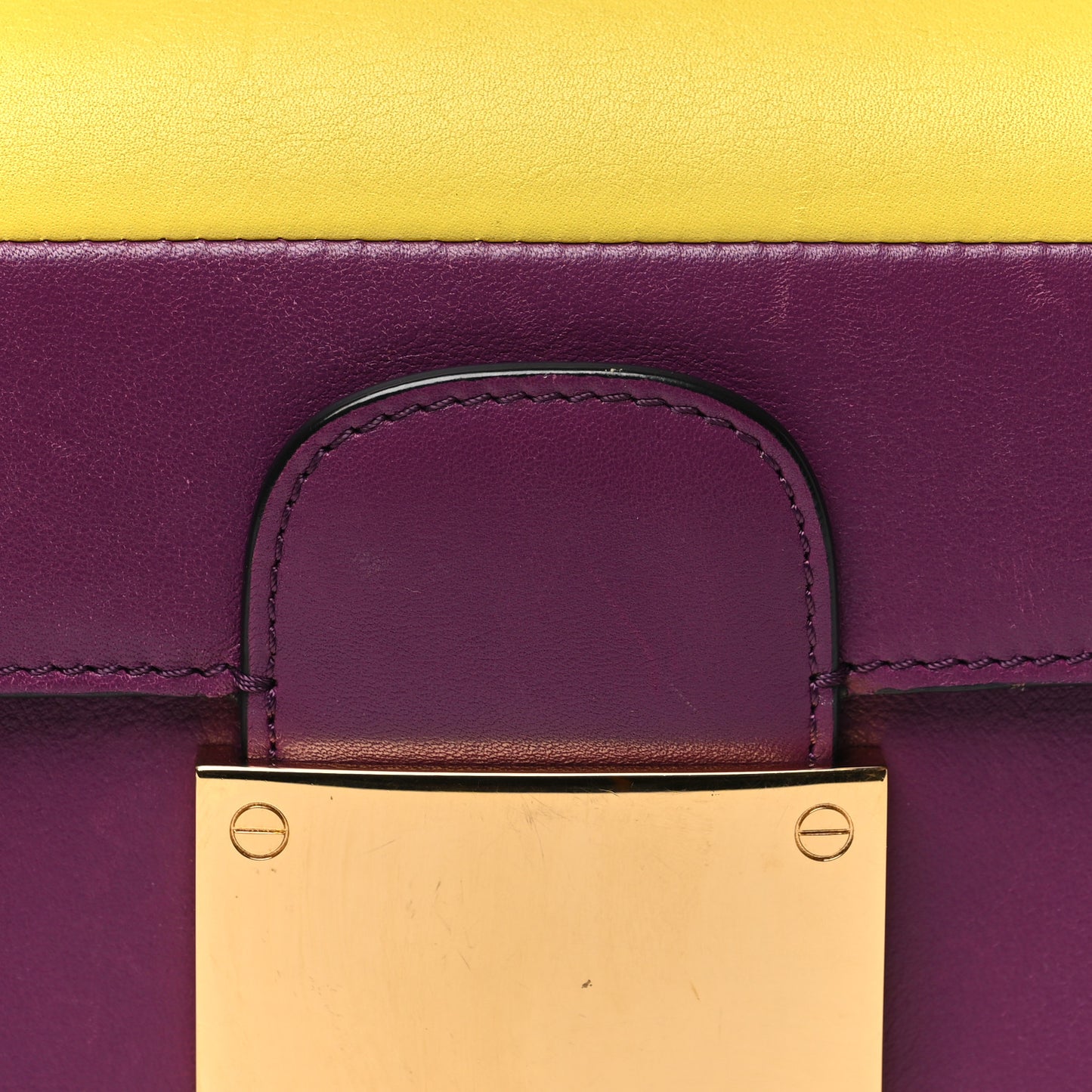 Calfskin Mini Rivet Colorblock Shoulder Bag Purple Yellow