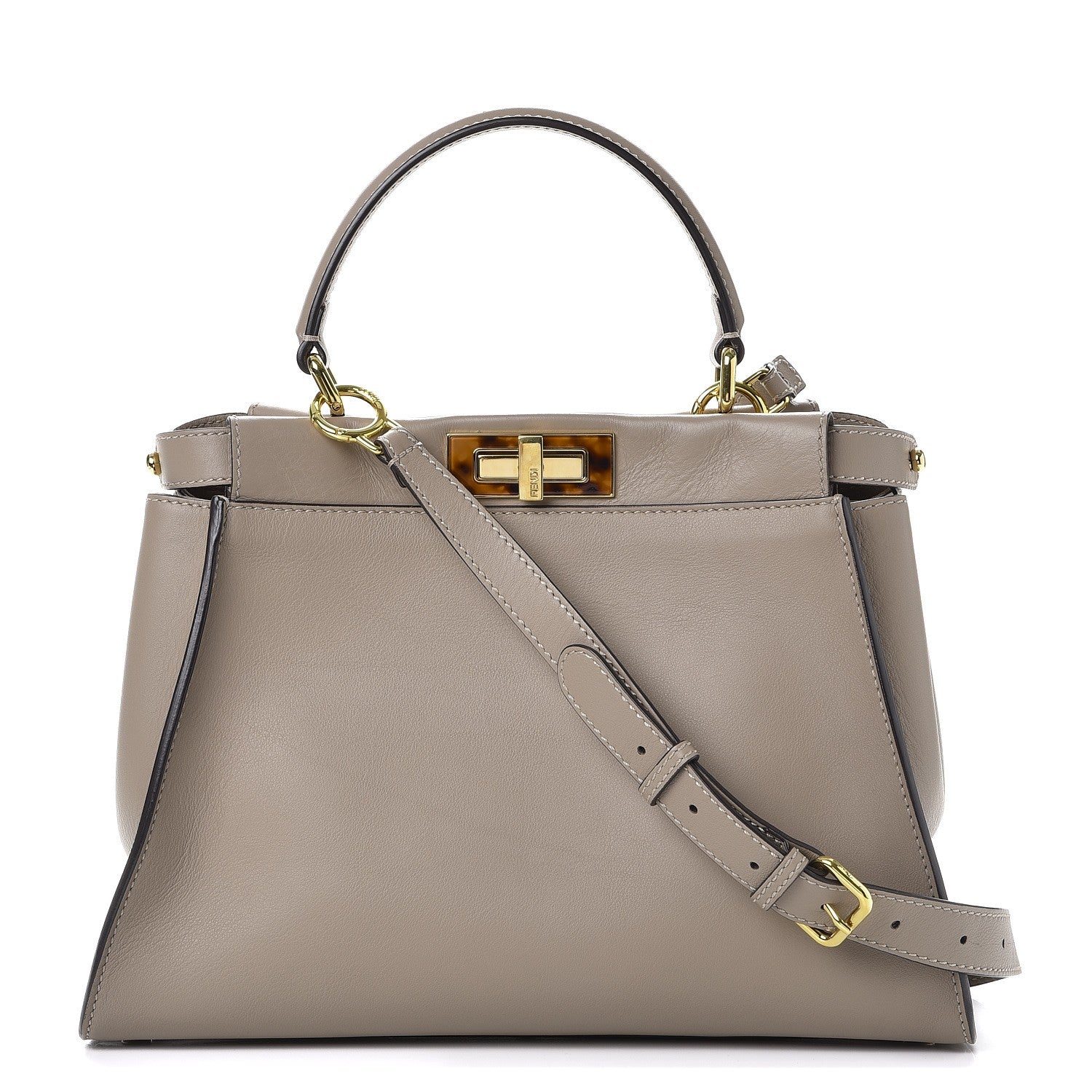 Fendi Vitello Seta Plexiglass Tortoise Medium Peekaboo Iconic Satchel Tortora 1 of 9