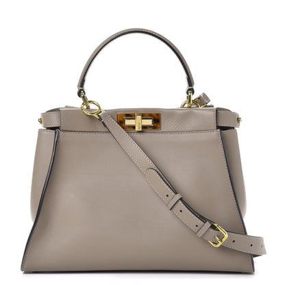 Fendi Vitello Seta Plexiglass Tortoise Medium Peekaboo Iconic Satchel Tortora 1 of 9