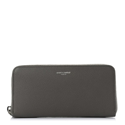 Saint Laurent Grained Calfskin Classic Zip Around Continental Wallet Fog 1 of 7