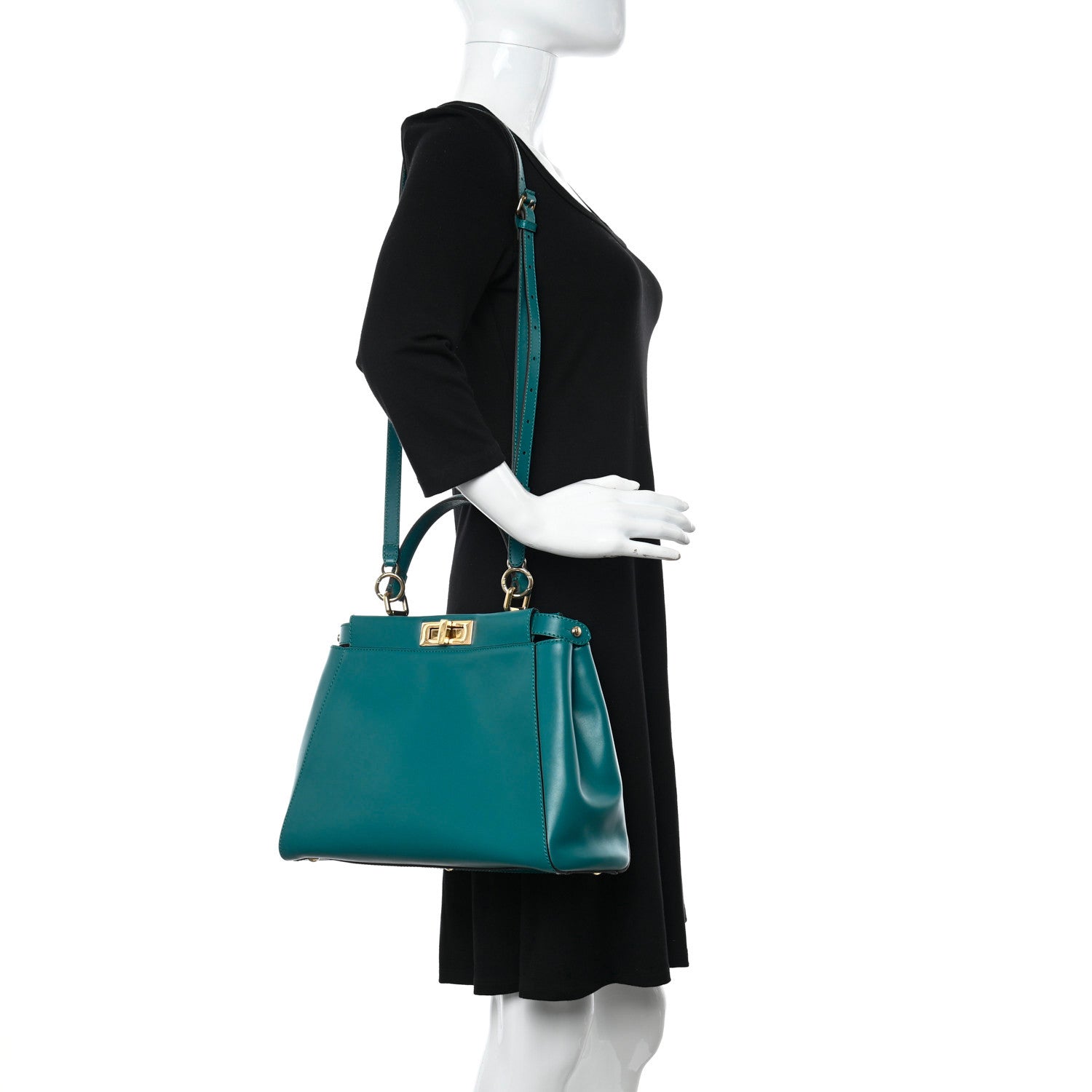 Fendi Vitello Morgan Fabric Jacquard Pequin Medium Peekaboo Iconic Satchel Lago Tobacco Black 2 of 13