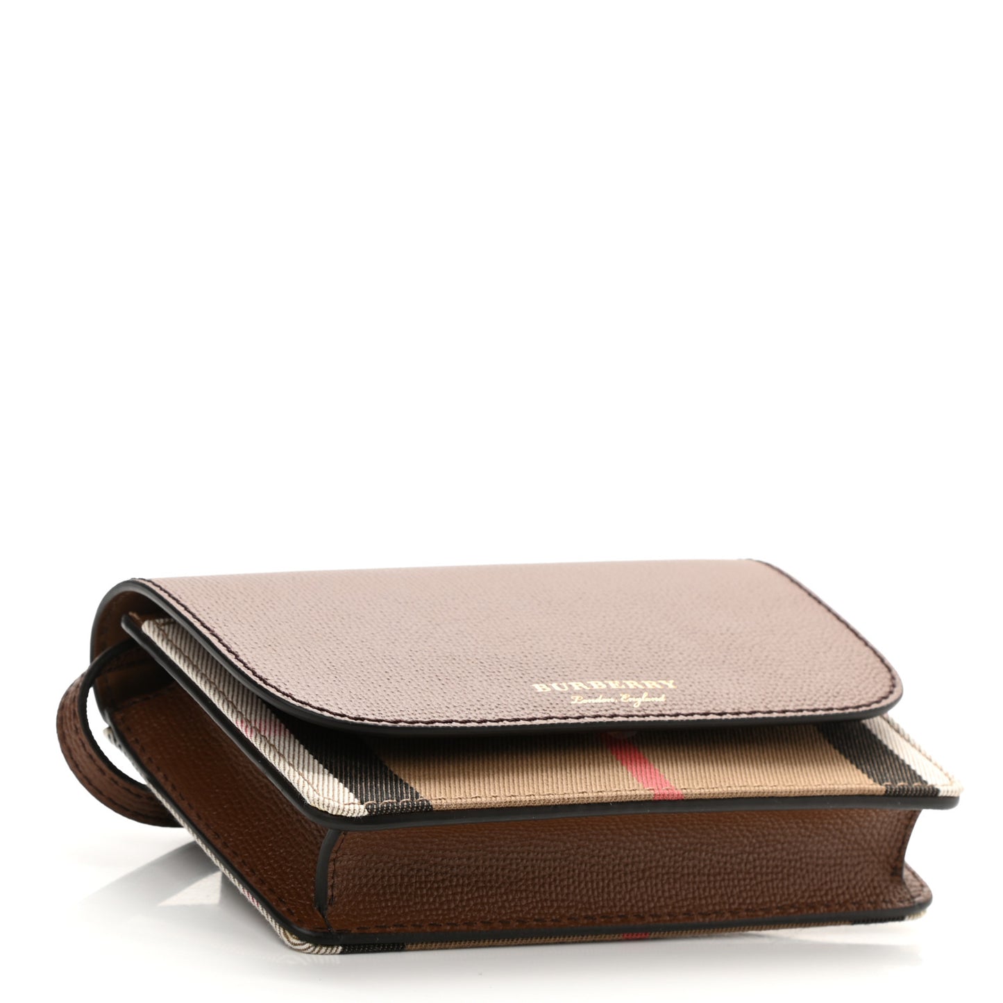 Derby Calfskin House Check Wallet On Chain Brown