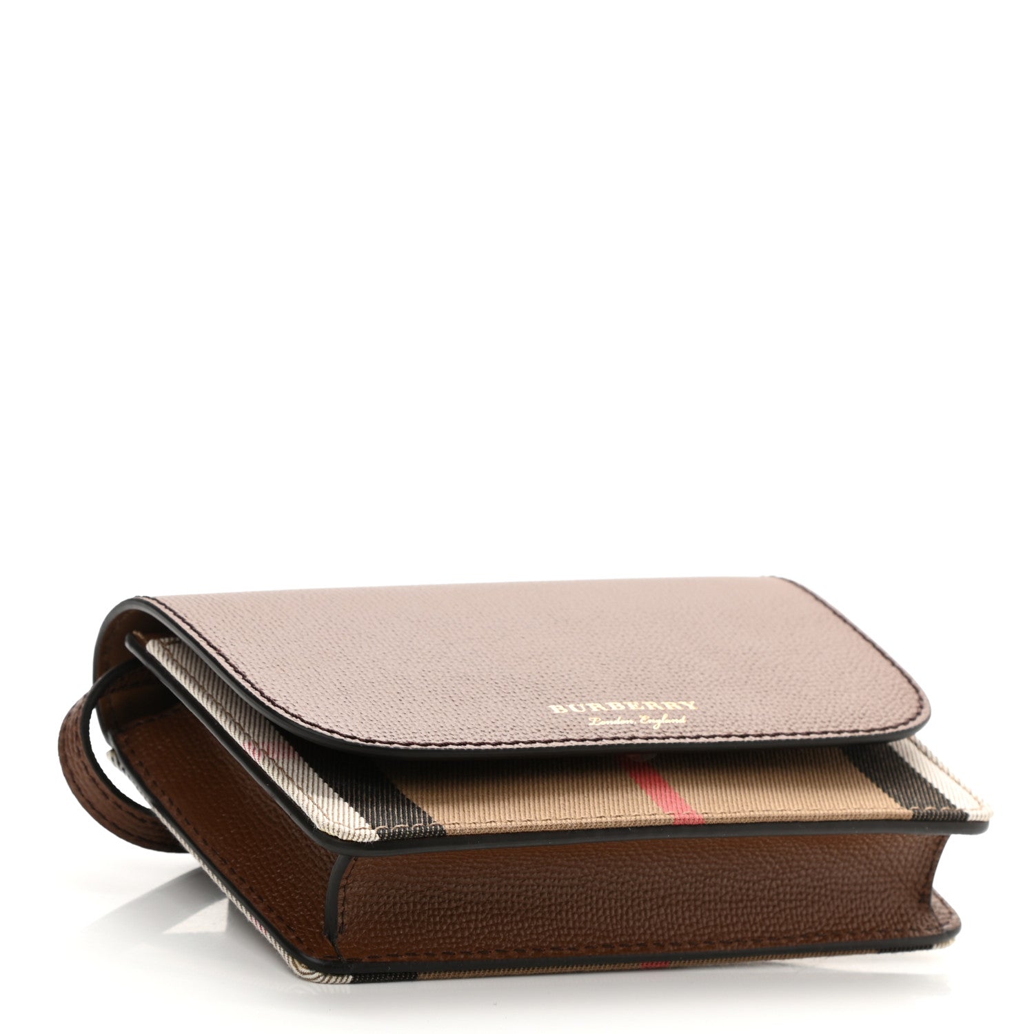 Burberry Derby Calfskin House Check Wallet On Chain Brown 4 of 8