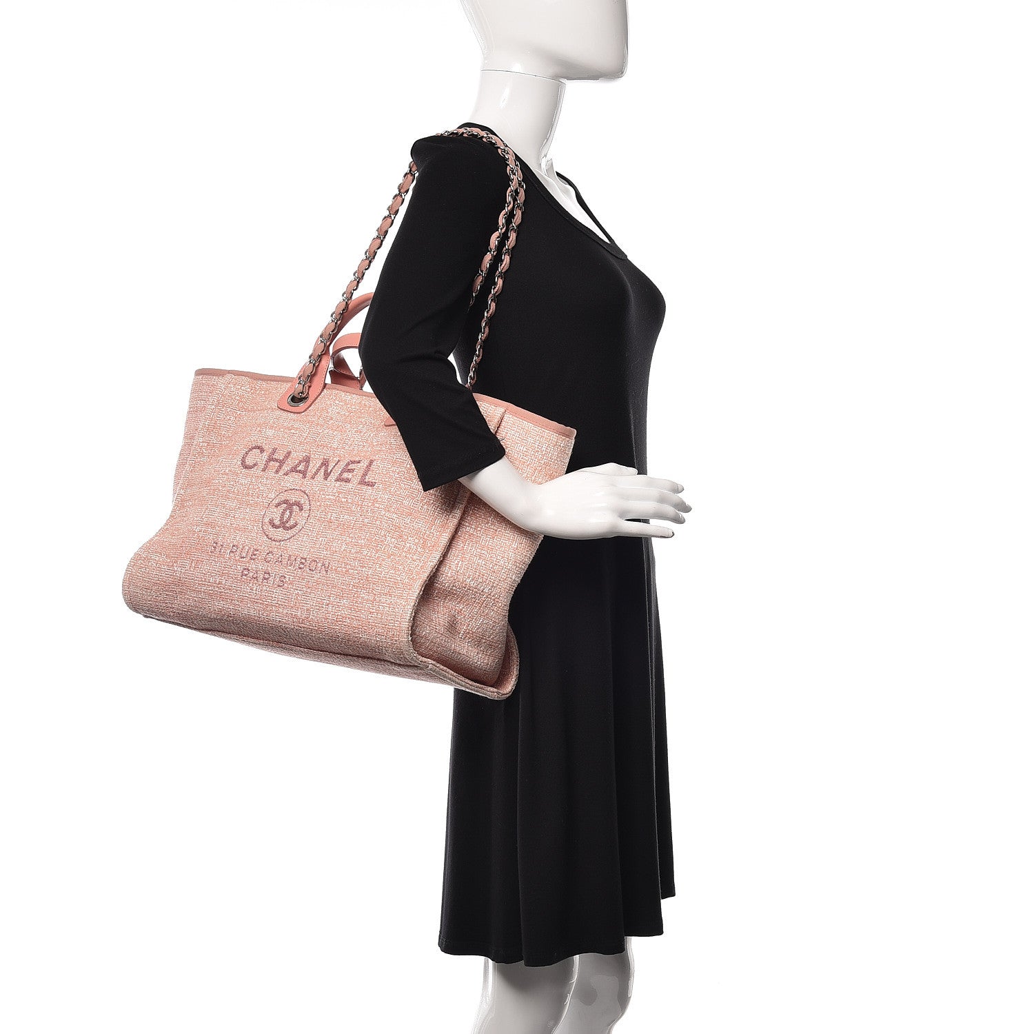 Chanel Straw Lurex Large Deauville Tote Pink 2 of 10