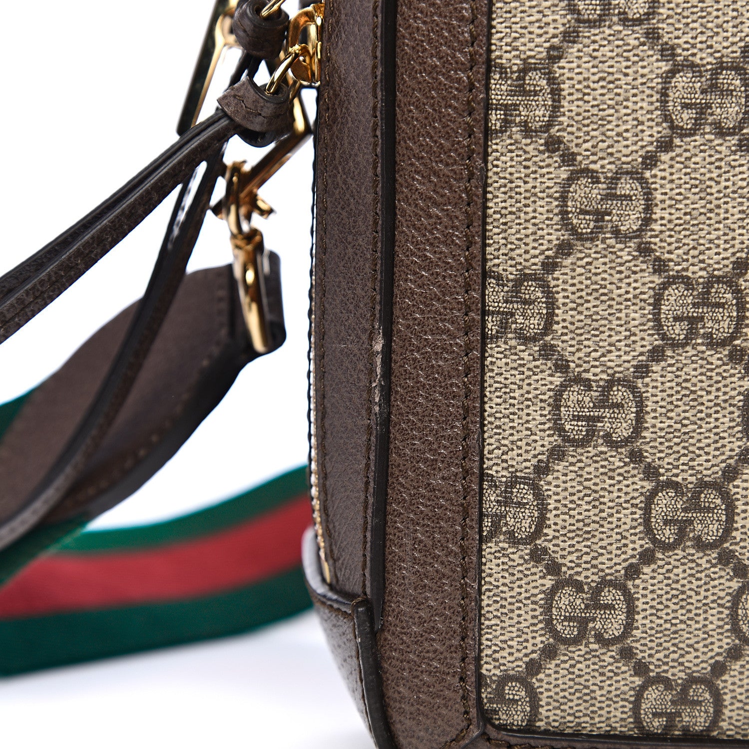 Gucci GG Supreme Monogram Web Small Ophidia Top Handle Shoulder Bag Brown 8 of 11