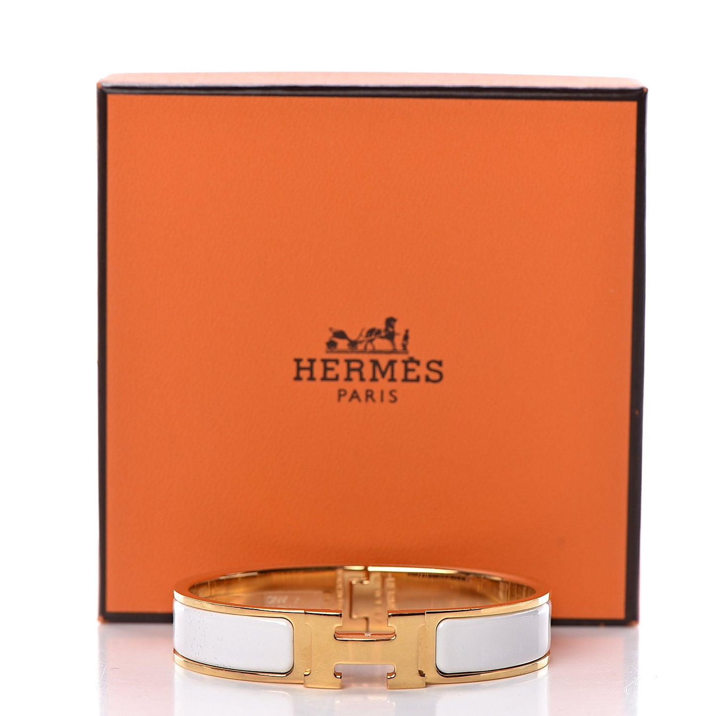 Enamel Narrow Clic Clac H Bracelet PM White