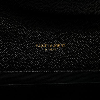 Saint Laurent Grain De Poudre Matelasse Chevron Monogram Cassandre Flap Pouch Black 6 of 7