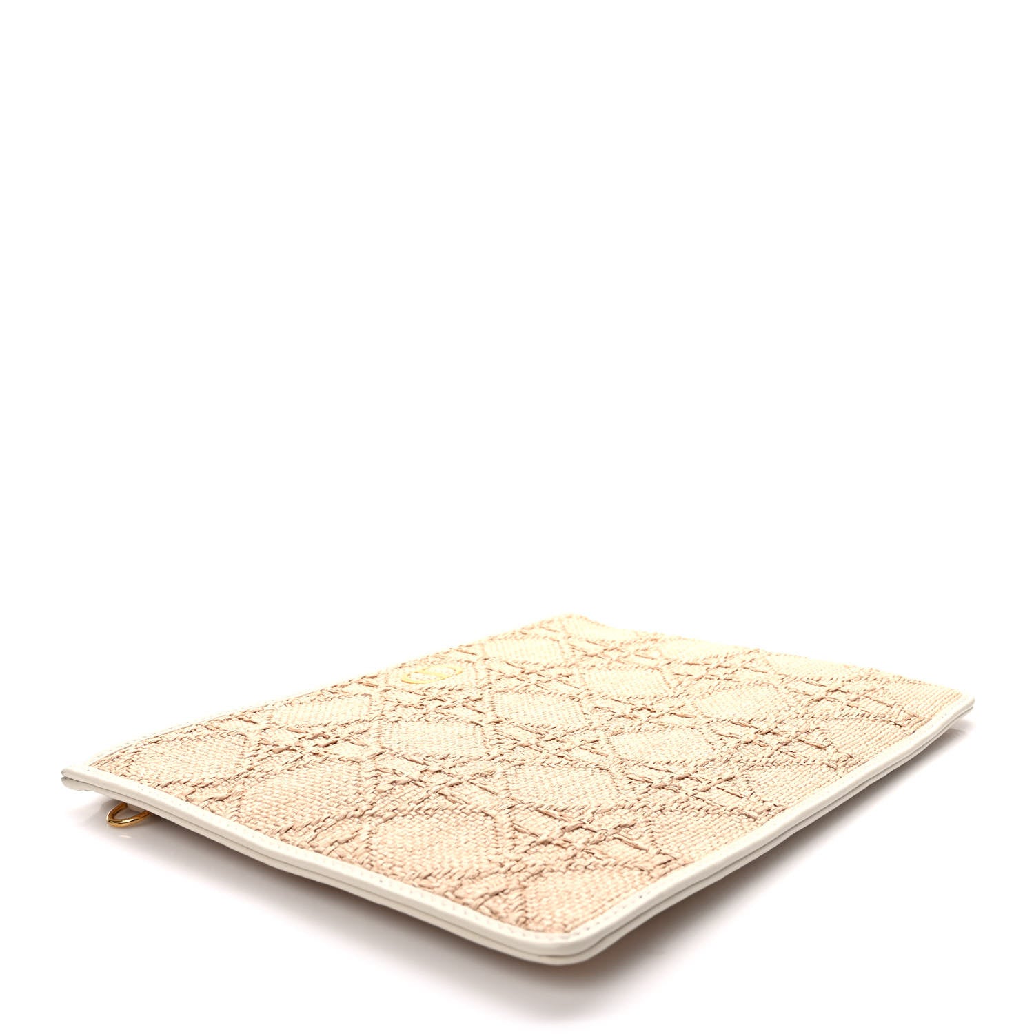 Christian Dior Raffia Cannage Large Caro Daily Zipped Pouch Natural 4 of 6