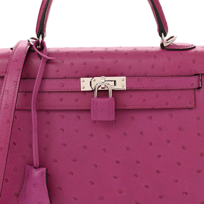 Hermes Ostrich Kelly Sellier 25 Rose Pourpre 8 of 12