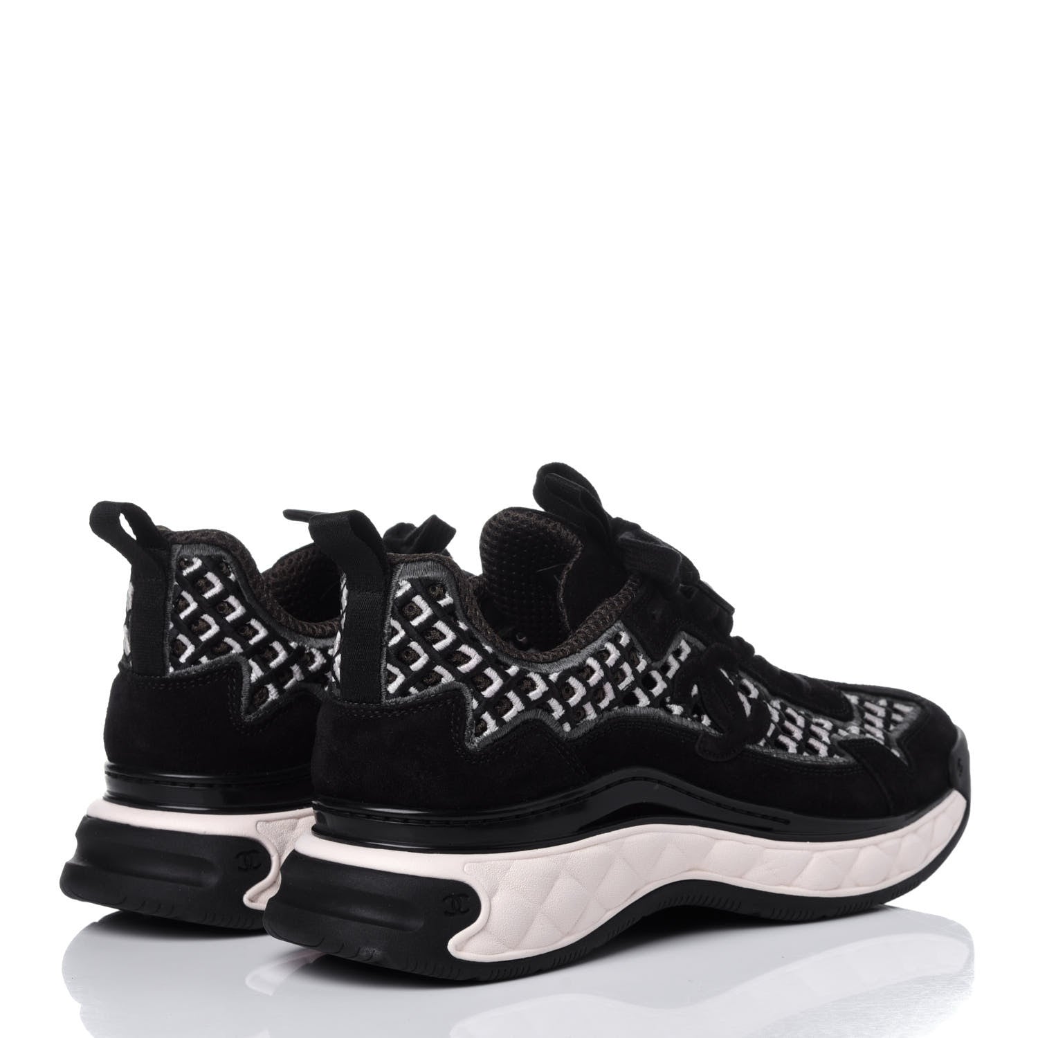 Chanel Suede Calfskin Embroidered CC Sneakers 39 Black 4 of 11