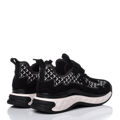 Chanel Suede Calfskin Embroidered CC Sneakers 39 Black 4 of 11