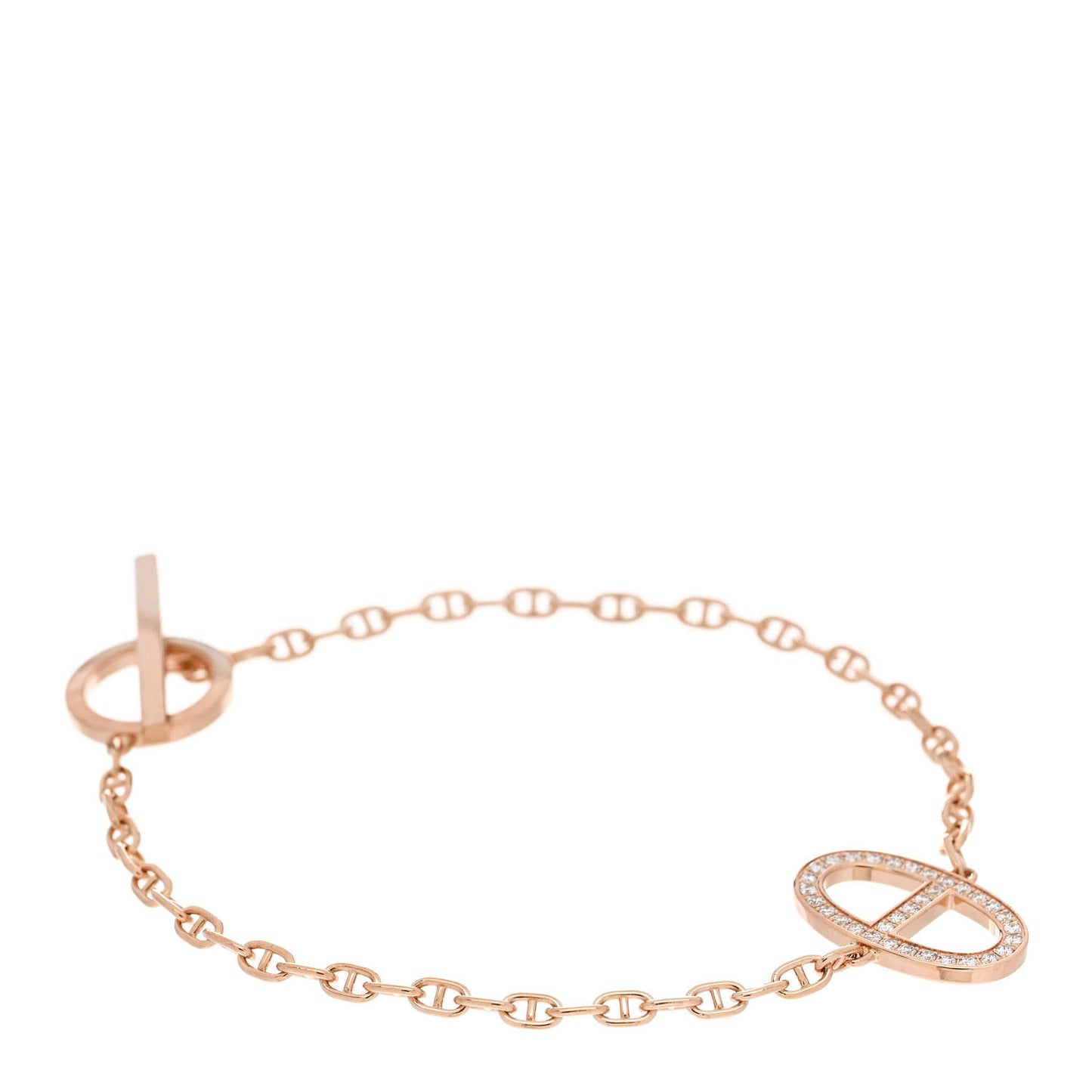 18K Rose Gold Diamond Chaine D'Ancre Contour Bracelet SH