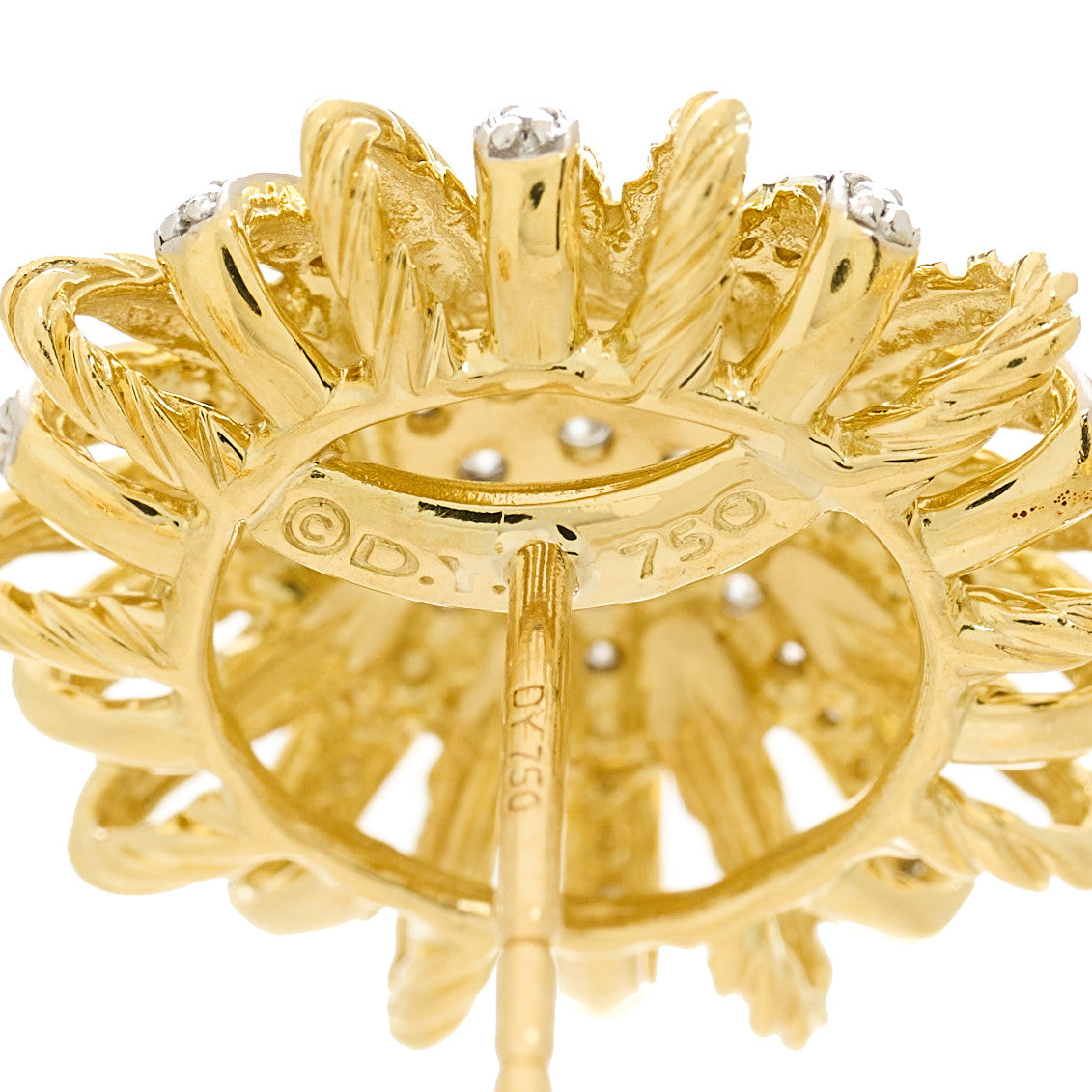 18K Yellow Gold Diamond 18mm Starburst Earrings