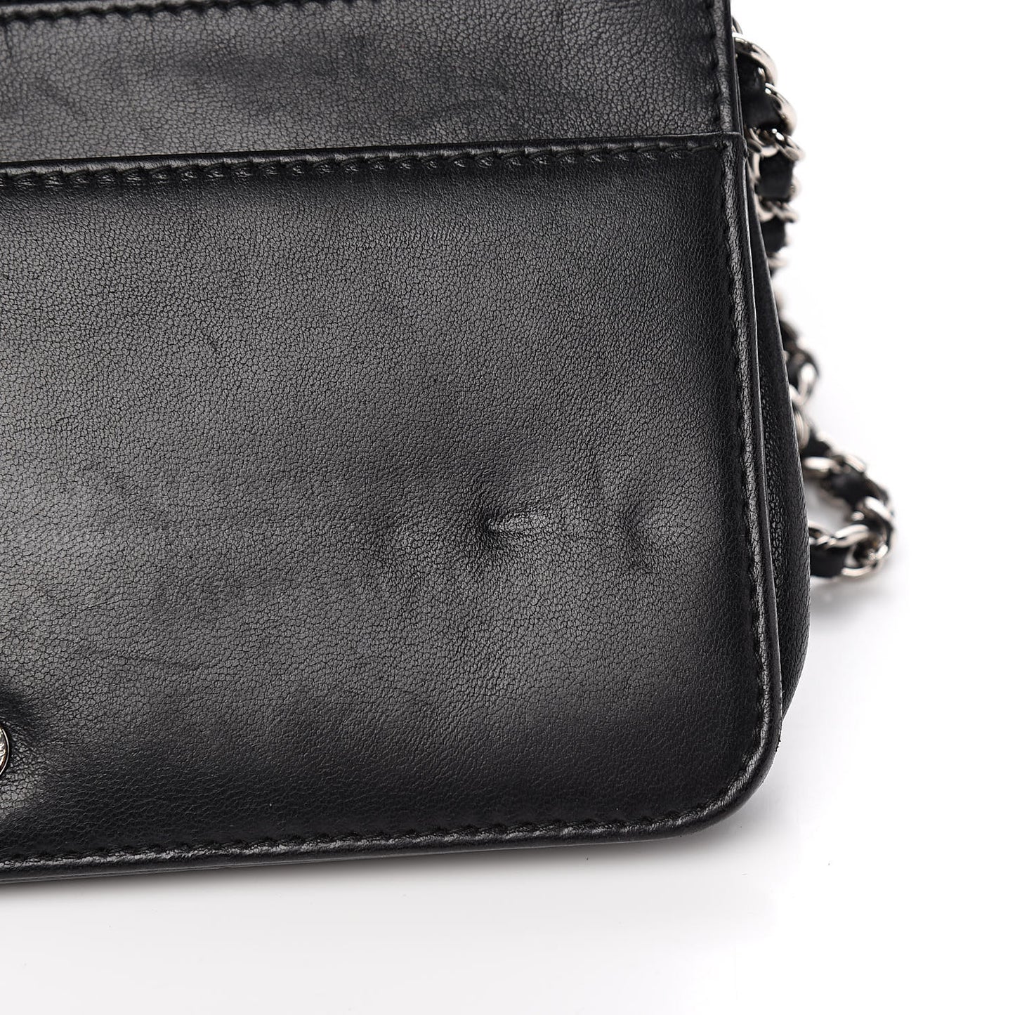 Lambskin Quilted Diamond CC Wallet On Chain WOC Black