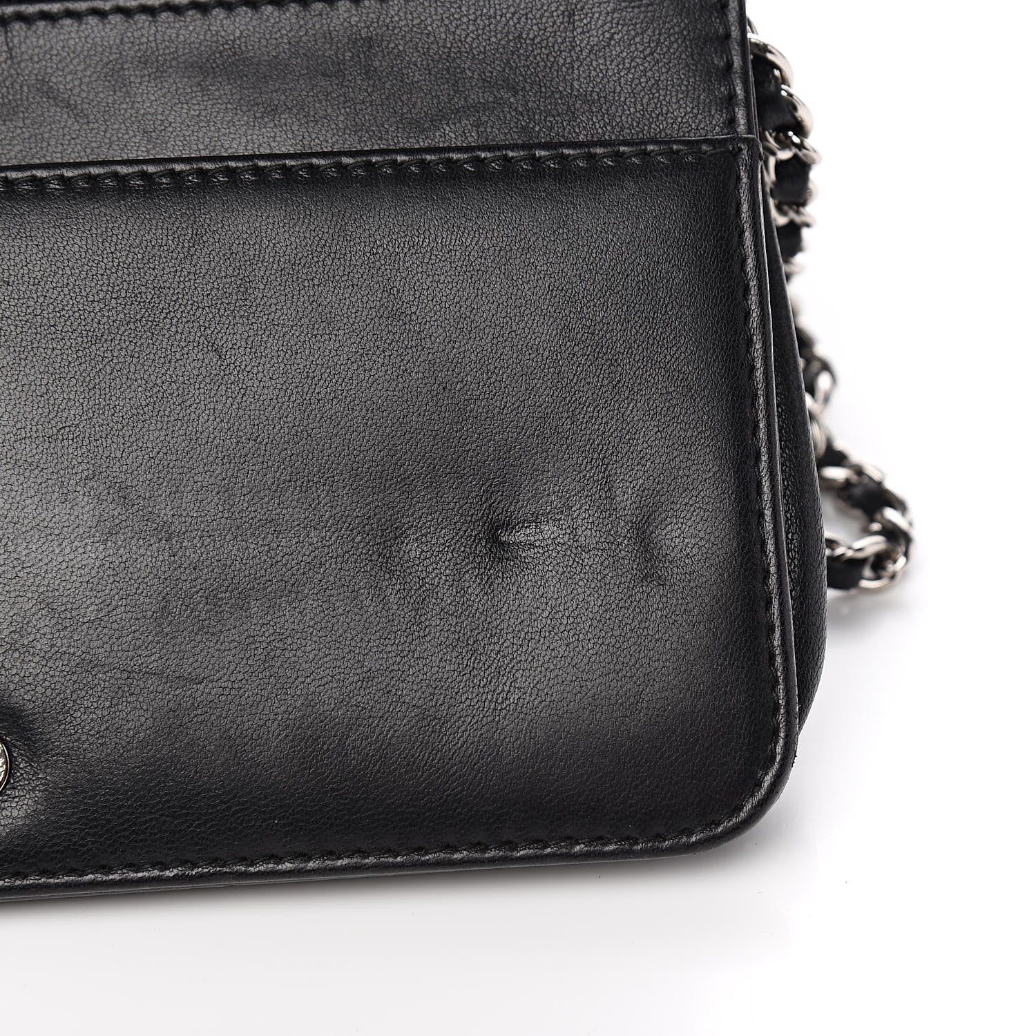 Chanel Lambskin Quilted Diamond CC Wallet On Chain WOC Black 10 of 13
