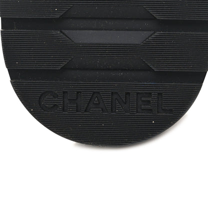 Chanel Fabric Grosgrain Quilted Cap Toe Lace Up Combat Boots 36 Navy Black 7 of 7
