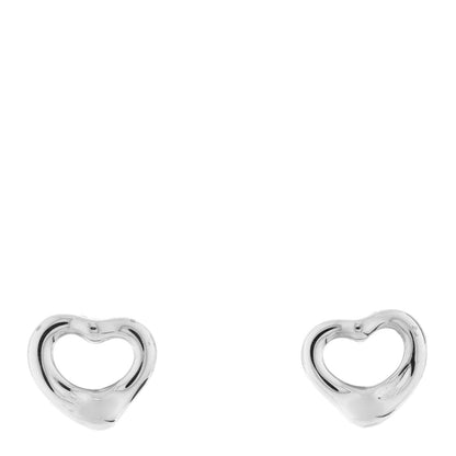 Tiffany Sterling Silver 11mm Elsa Peretti Open Heart Earrings 1 of 4