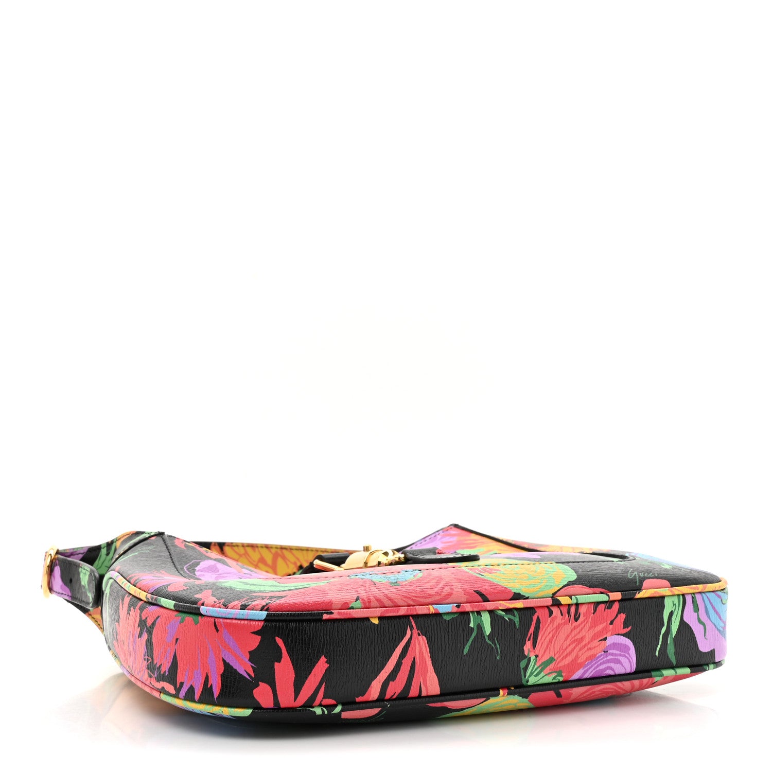 Gucci X KEN SCOTT New Shangai Calfskin Jenny Floral Print Small Jackie 1961 Hobo Black Pink 4 of 10