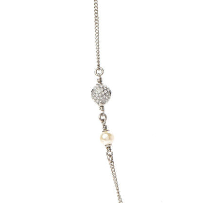 Chanel Baguette Crystal Pearl CC Necklace Silver Black 5 of 7