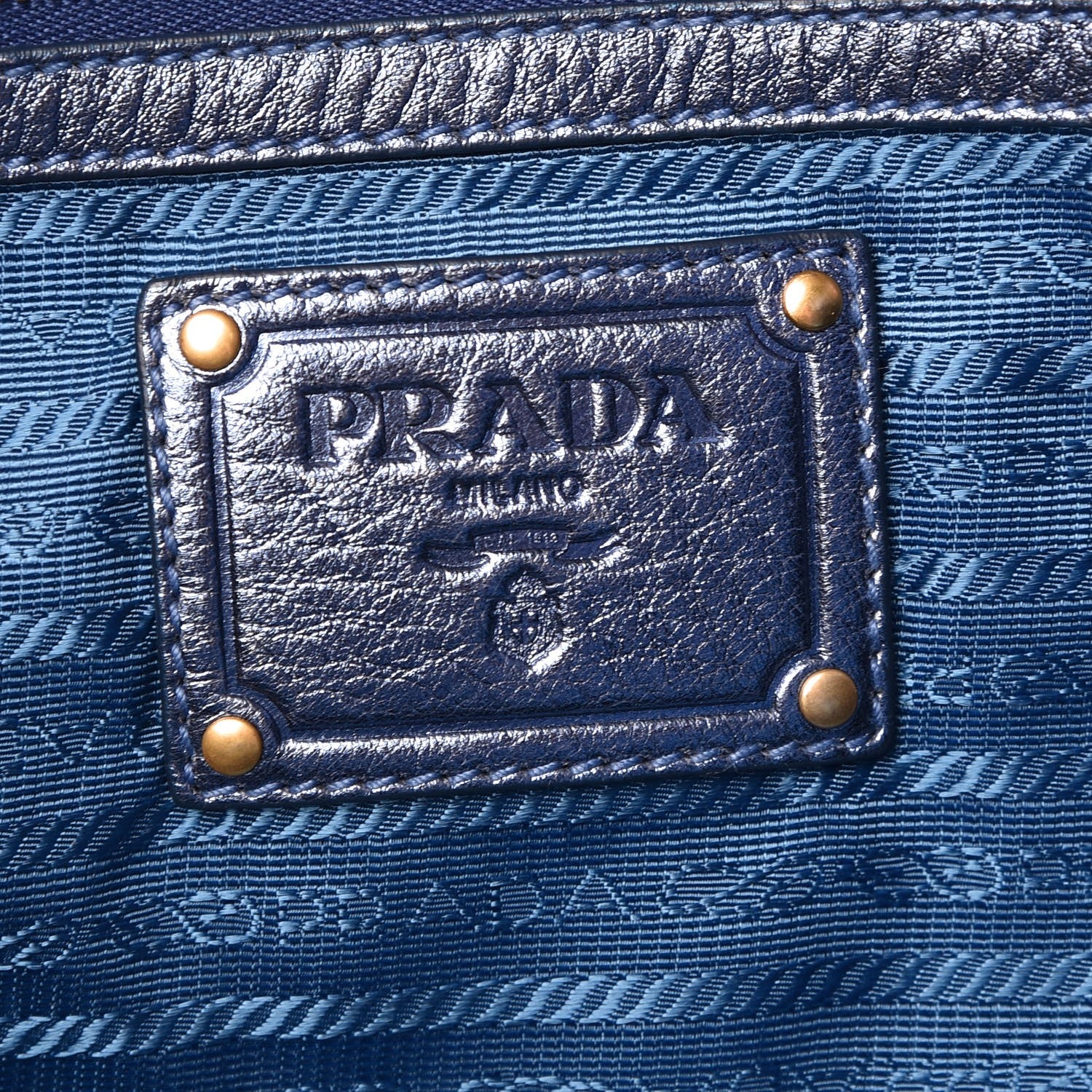 Prada Vitello Daino Shopping Tote Denim Mordore 6 of 7