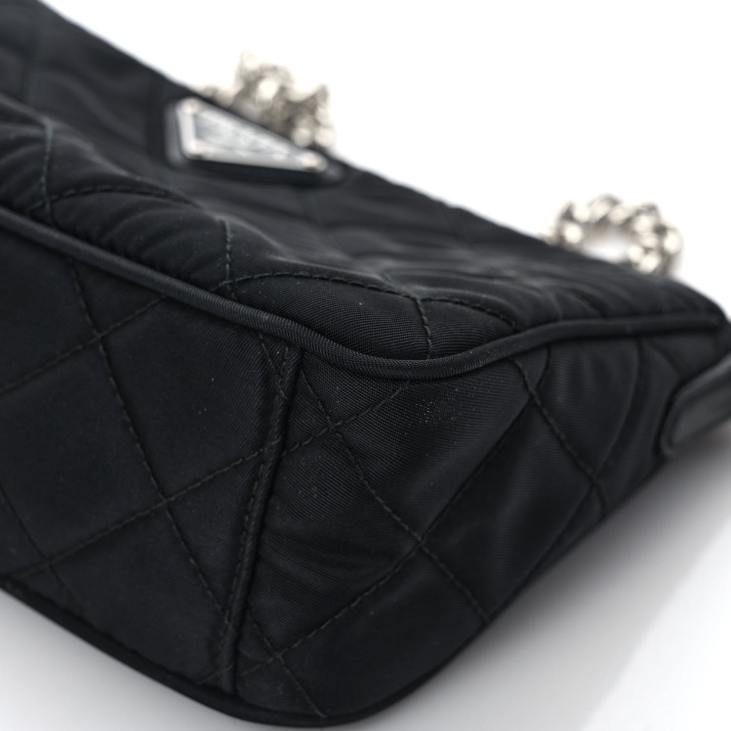 Nylon Tessuto Impuntu Quilted Crossbody Bag Black