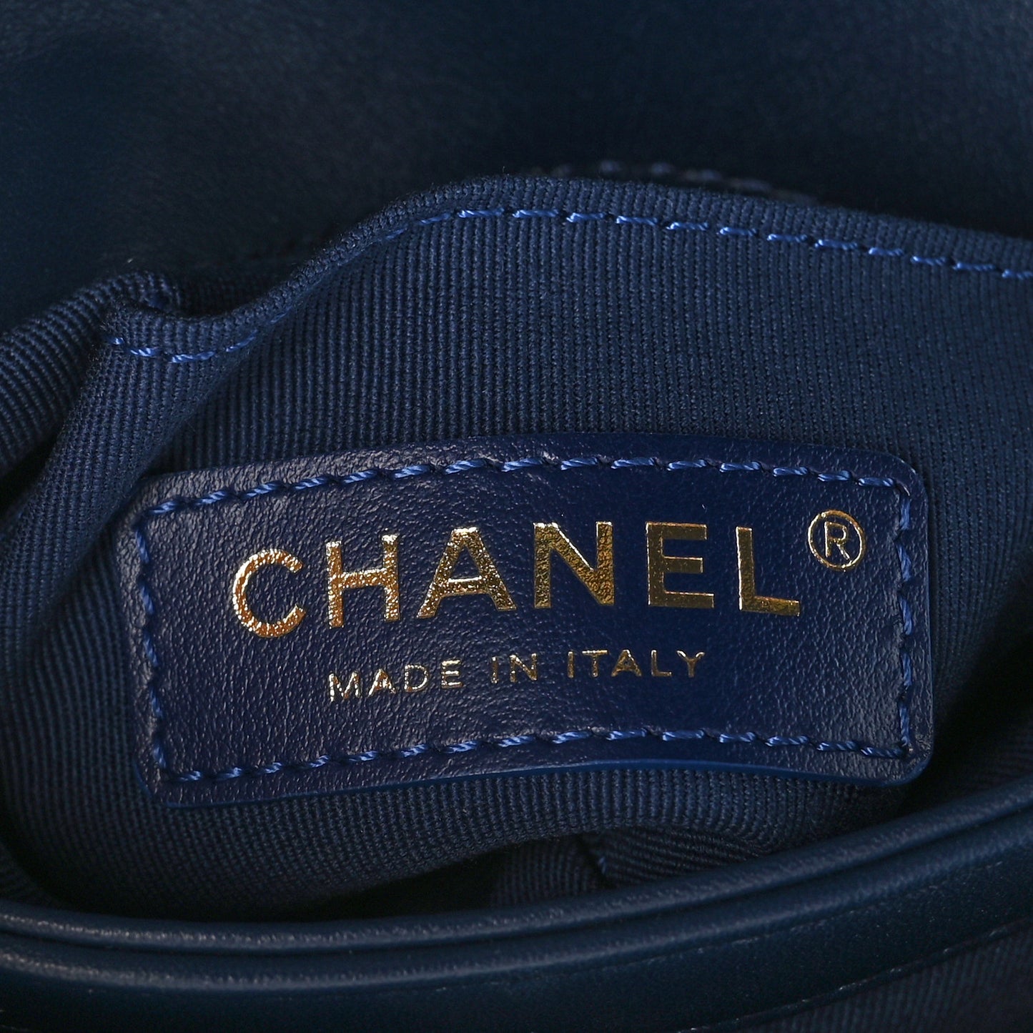 Calfskin Quilted Pearl Jewel Chain Flap Navy