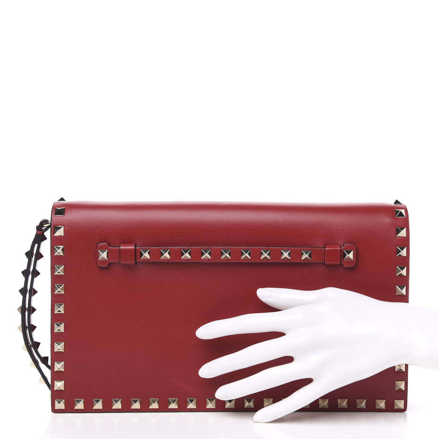 Nappa Rockstud Wristlet Clutch Rosso Valentino