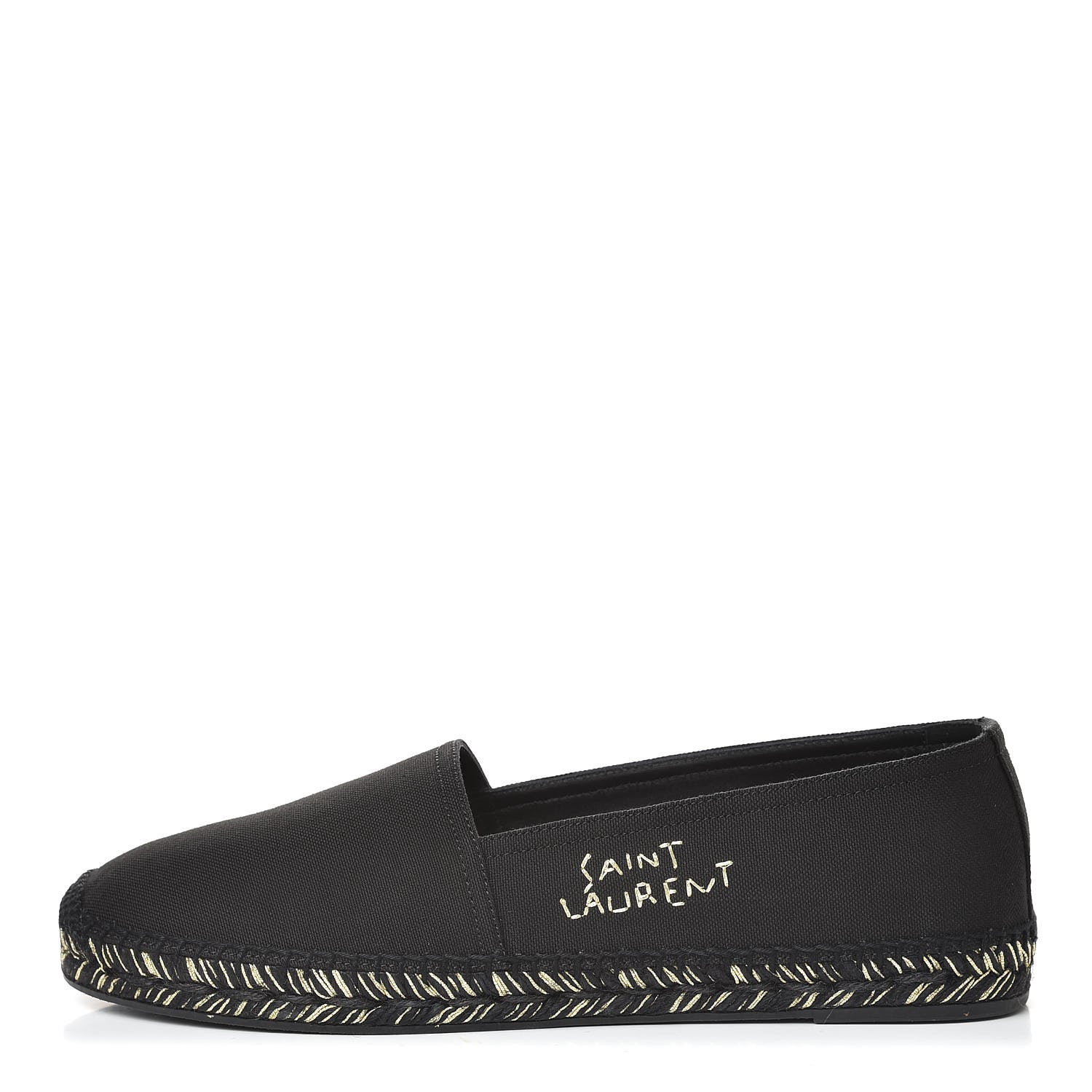 Saint Laurent Canvas Logo Embroidered Espadrilles 41 Black 1 of 10