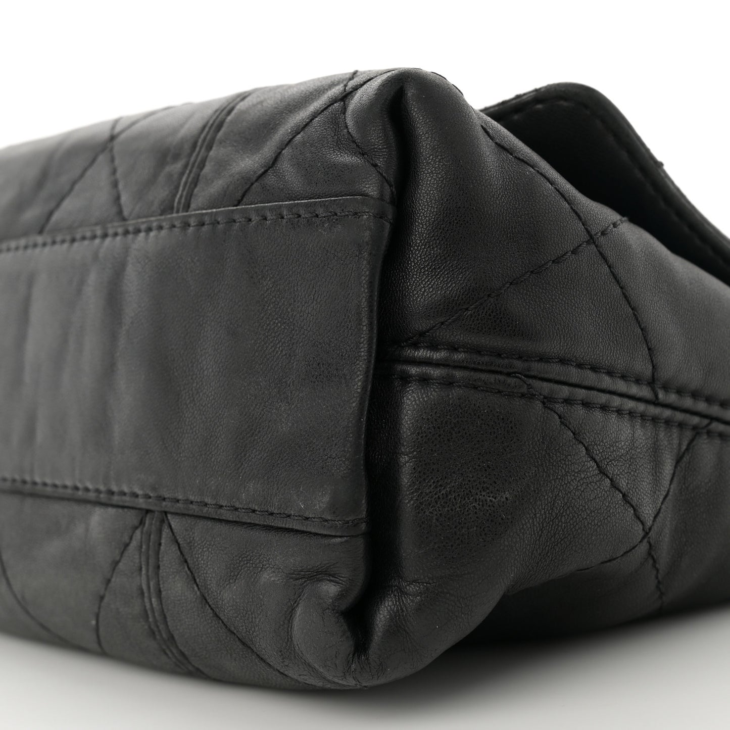 Lambskin Quilted Large Soft Touch Flap Black