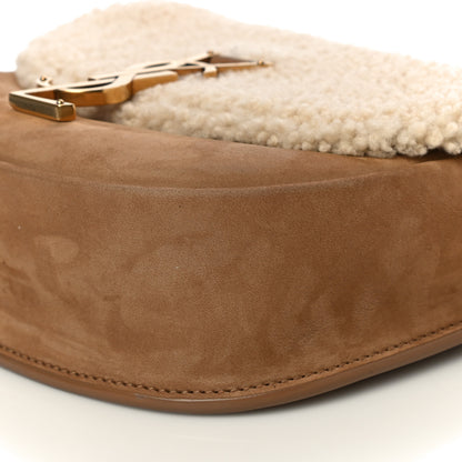 Saint Laurent Suede Shearling Small Kaia Satchel Natural Tan 5 of 11
