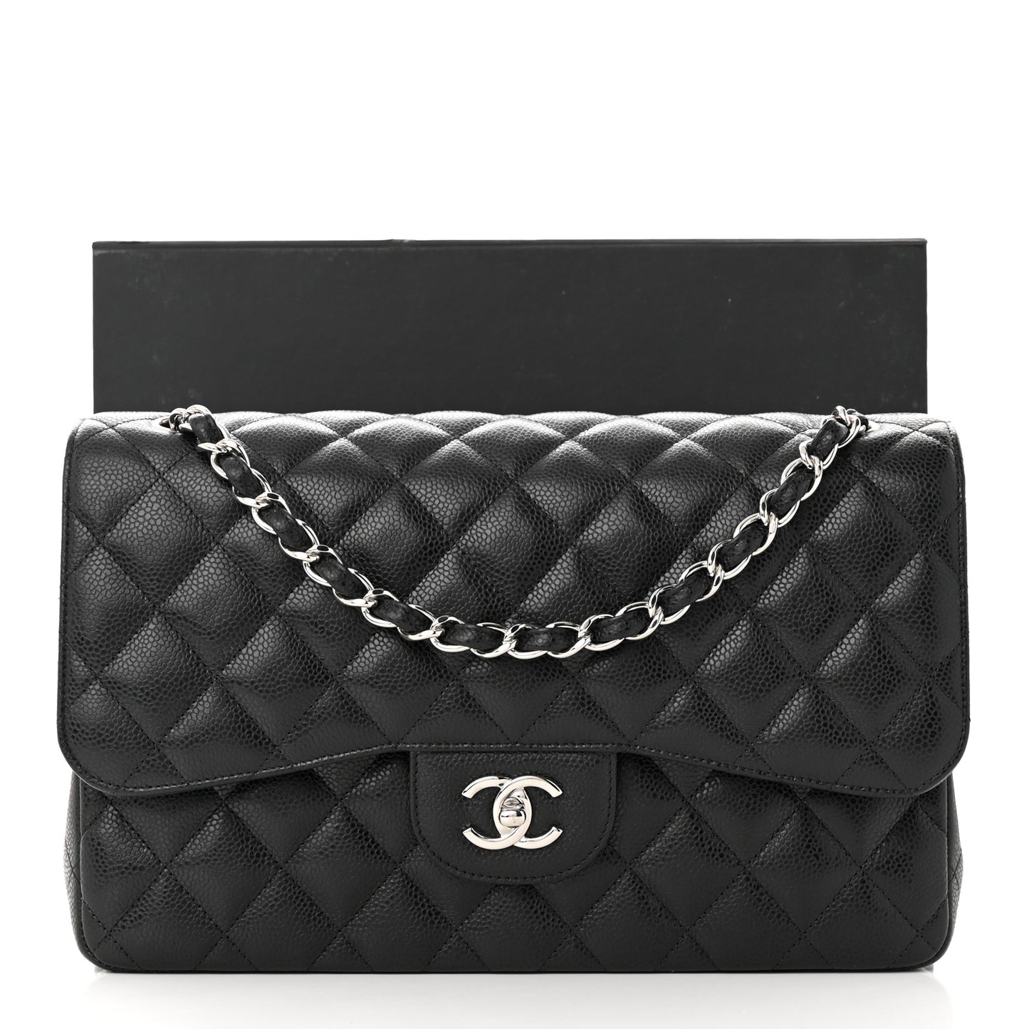 Caviar Quilted Jumbo Double Flap Black