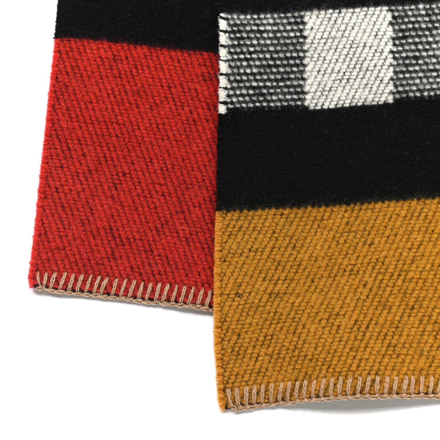 Burberry Wool Cashmere House Check Color Block Scarf Saffron 3 of 4