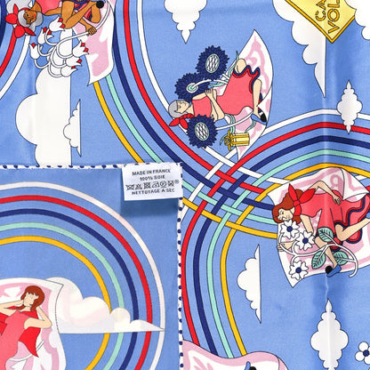 Hermes Silk Carres Volants Scarf 70 Bleu Myosotis White 3 of 5