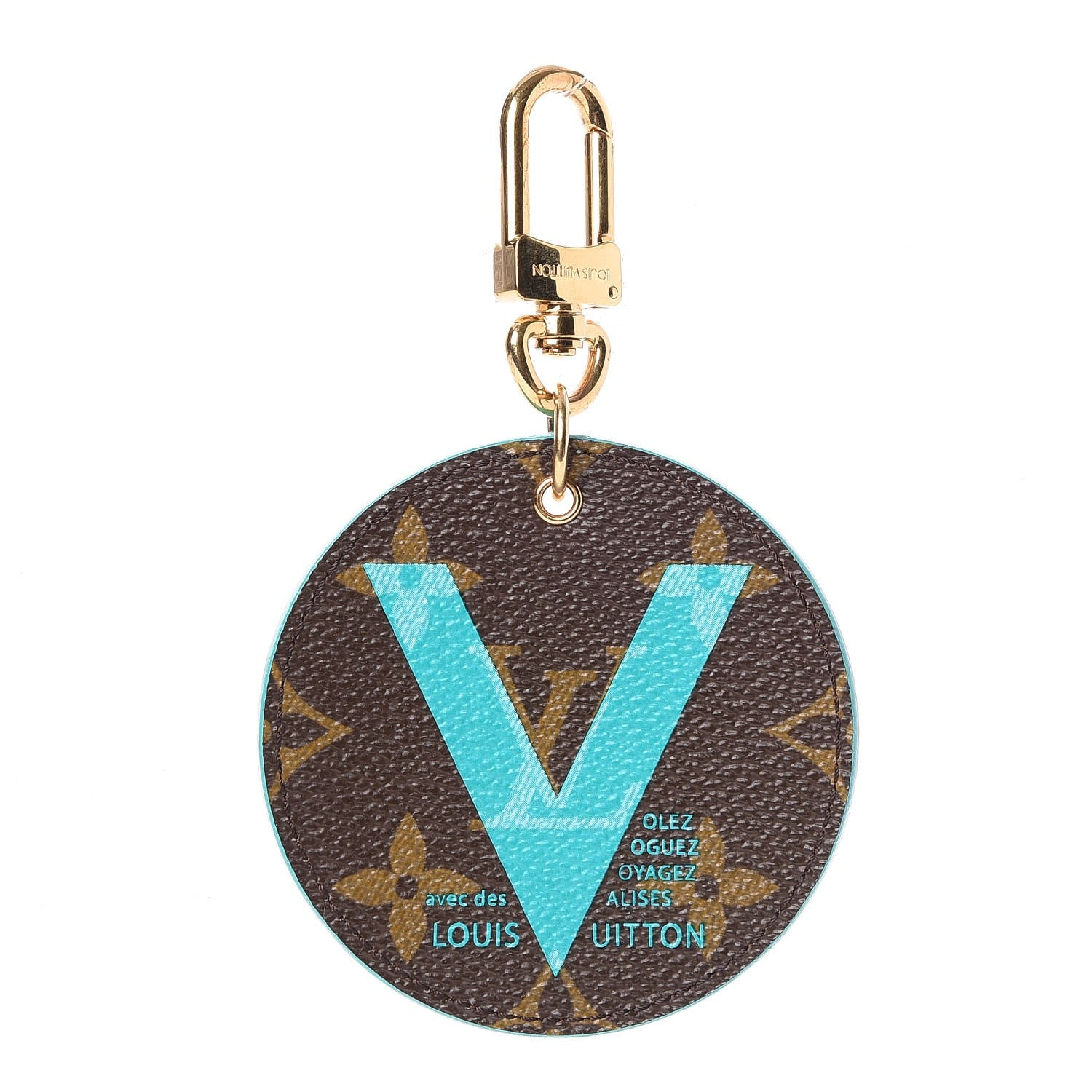 Louis Vuitton Monogram Illustre V Bag Charm Key Ring Turquoise 1 of 3