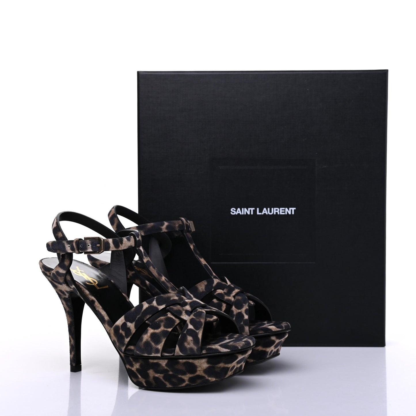 Suede Leopard Print Tribute 75 Platform Sandals 36.5 Russian Beige