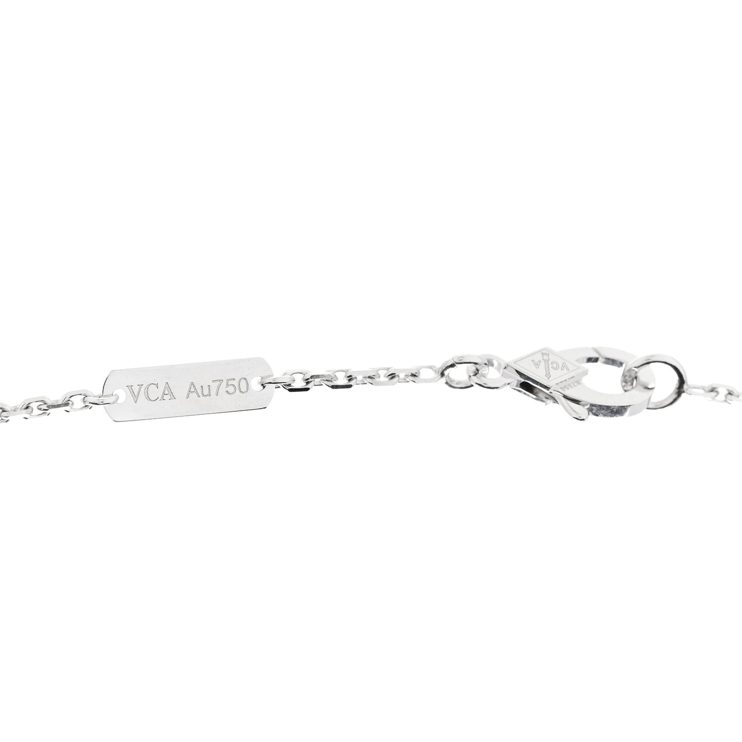 18K White Rose Gold Diamond Guilloche Vintage Alhambra Pendant Necklace