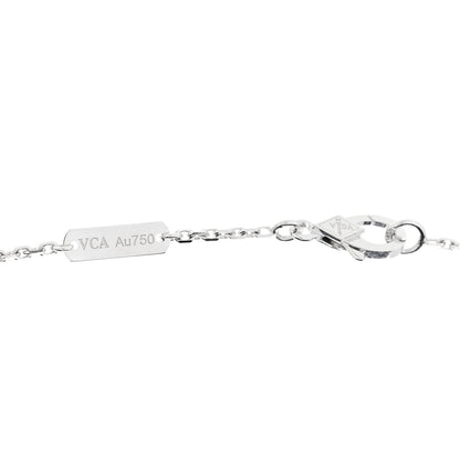 Van Cleef & Arpels 18K White Rose Gold Diamond Guilloche Vintage Alhambra Pendant Necklace 4 of 6