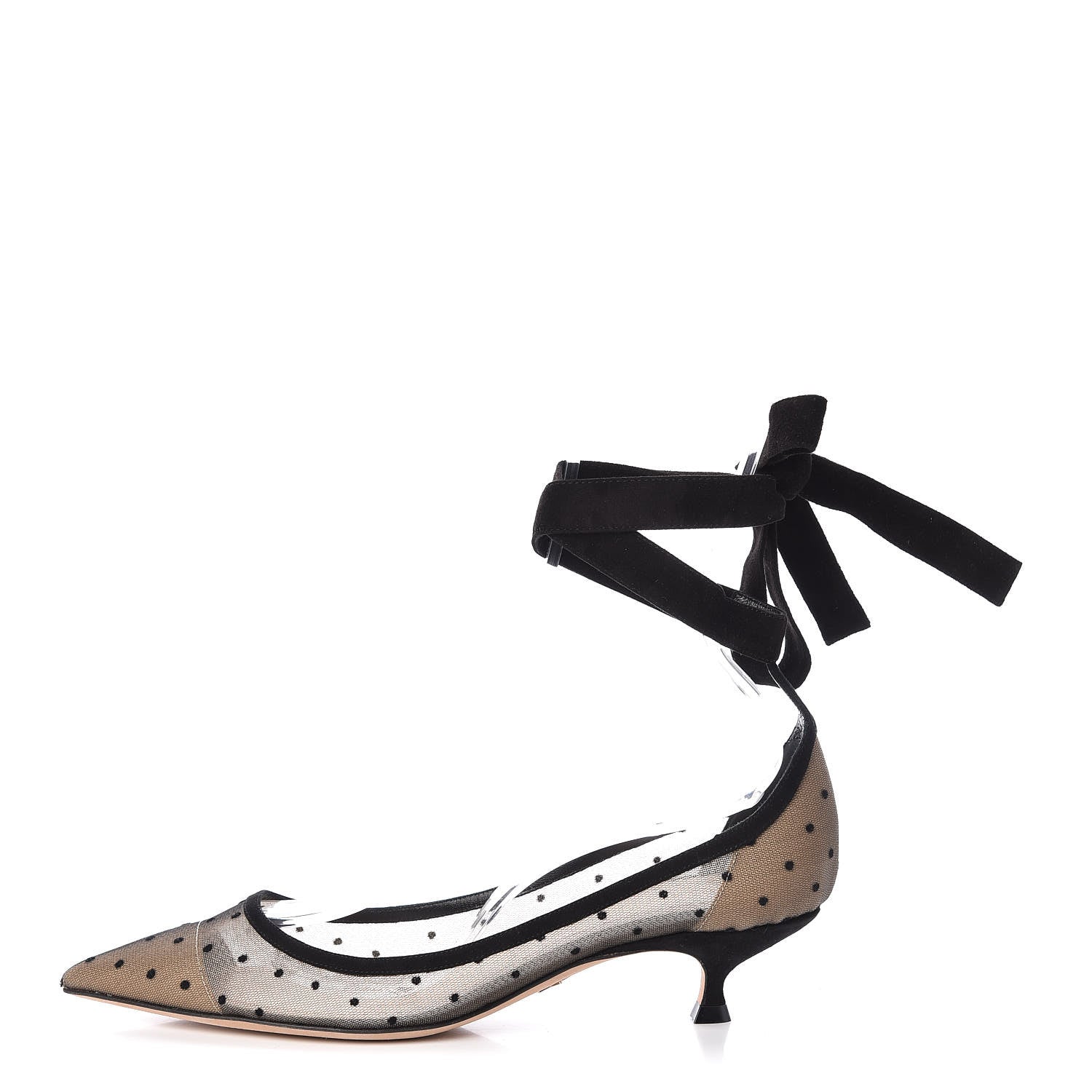 Christian Dior Suede Calfskin Lovely-D Ankle Wrap Pumps 37 Black 1 of 7
