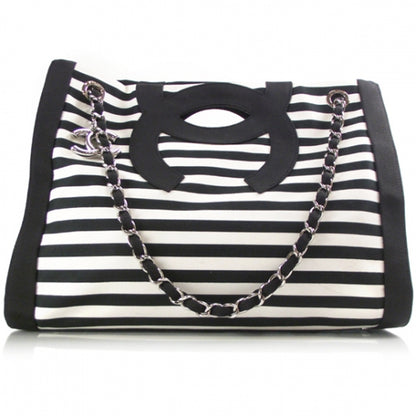 Chanel CC Striped Large Shopping Tote 1 of 12
