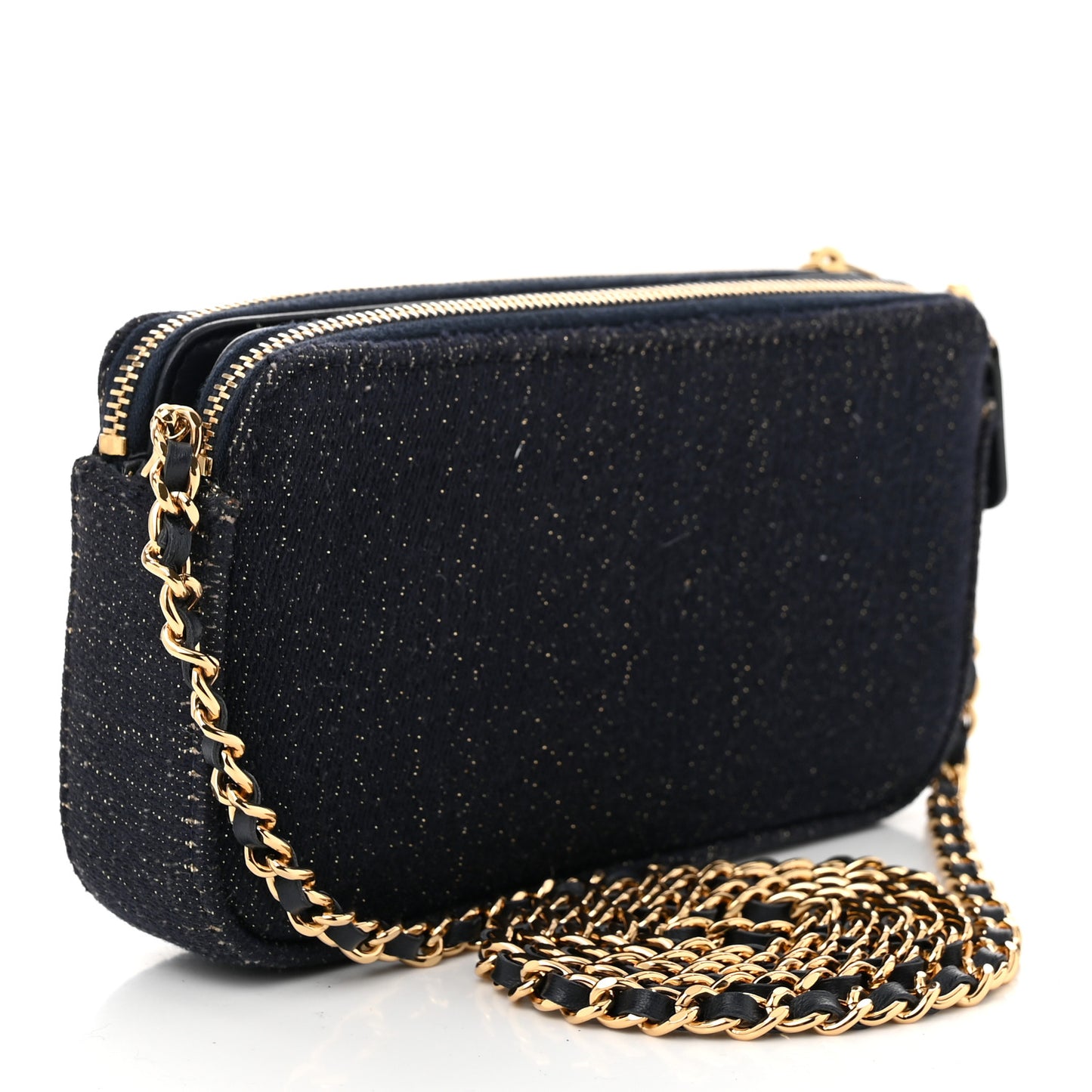 Canvas Small Deauville Clutch With Chain Black