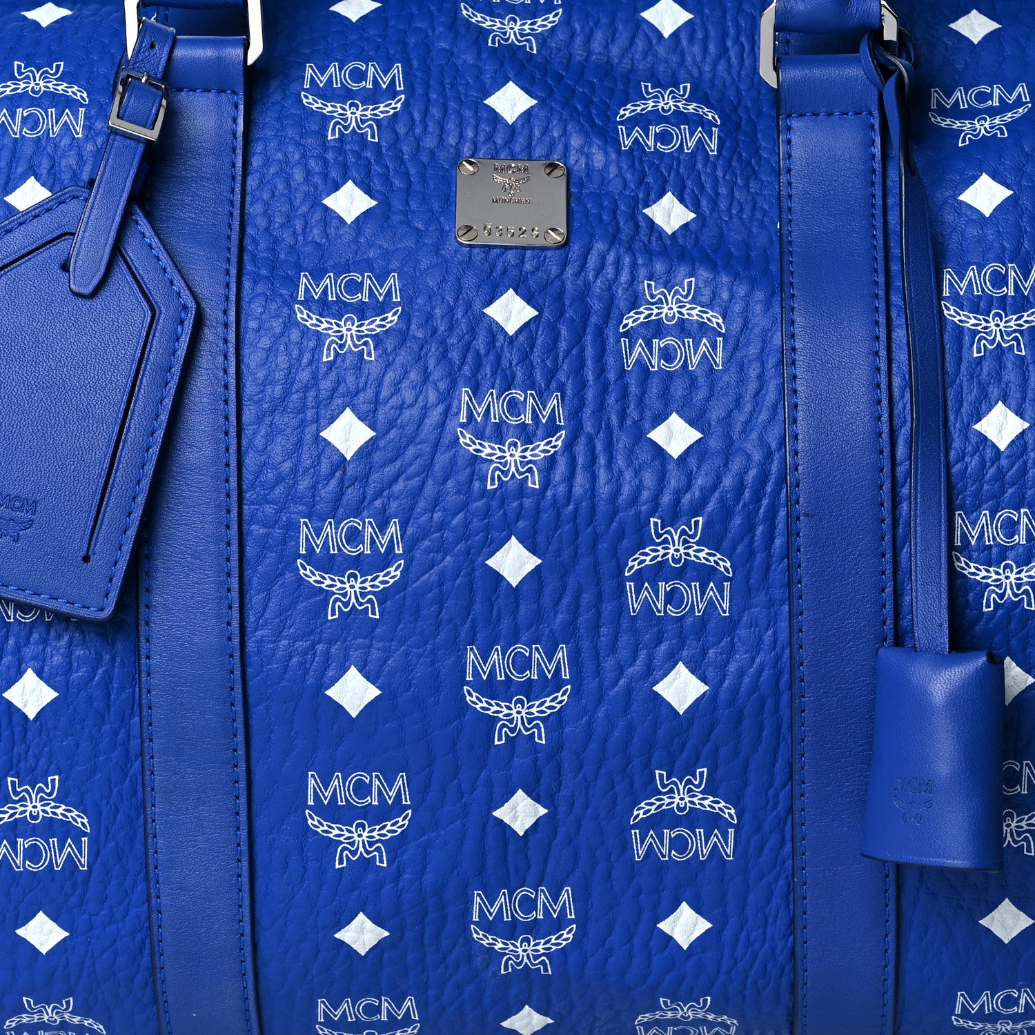 MCM Visetos Medium Traveler Weekender Duffle Bag Blue 7 of 10